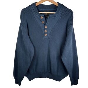 Gander Mountain Guide Series Mens Gray Knit 1/4‎ Button Pullover Sweater XL